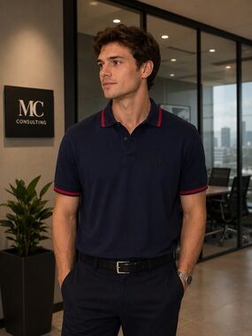 Authentic MCM playera tipo polo con logo bordado